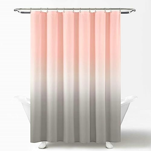 Gualiy Bad Vorhang 180x180CM, Farbverlauf Rosa Grau Duschvorhang Anti Schimmel Rosa Grau Duschvorhänge