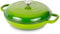 Shallow Cast Iron Casserole with Lid – Non Stick Dutch Oven Pot, Oven Safe up to 500° F – Sturdy Ovenproof Stockpot Cookware – Enamelled Cooking Pot – Green, 5-Quart, 32cm – by Nuovva