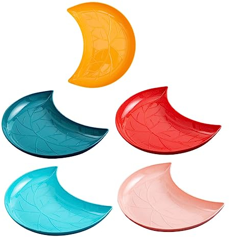 IMIKEYA 5pezzi Piatto Snack Plastica Colorata Per Frutta Secca e Dolci Vassoio Multiuso Per Feste Compleanni e Cerimonie Design Unico e Funzionale Per Cucina e Salotto