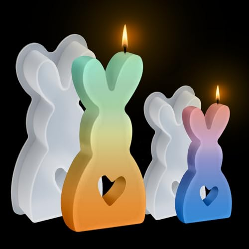 EPODA Silikonformen GießFormen Ostern, Silikonform Osterhase, 2 Stück Silikonform Hase Ostern, 3D Hasenform GießFormen Silikon, Kerzenformen Zum GießEn