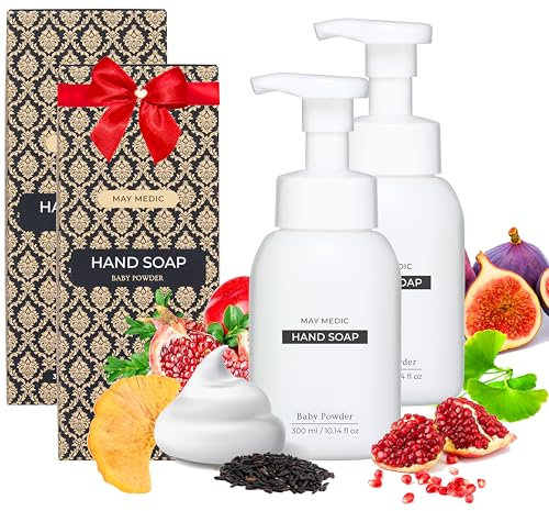 MAY MEDIC - Schäumende Handseife mit doppeltem Duft Baby Powder, feuchtigkeitsspendender Schaum mit Feigen- und Granatapfelextrakt, Ve