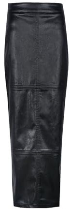 Skang Rock Lang Damen Sommer Boho Langer Gesichts-Schlank-Abdeckungs-Gesäß-PU-Lederrock, gespleißter Schlitz, modischer Damenrock Schwarzer Rock Knielang