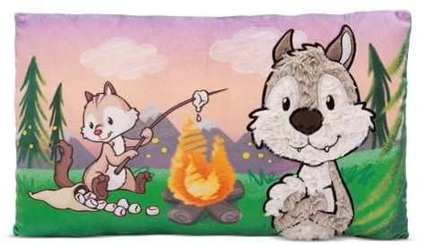 NICI Forest Friends Kinder Kissen Wolf Winny & Streifenhörnchen JoJo 43x25cm - Rechteckiges Kuschelkissen flauschig, Für Mädchen, Jungen & Babys Erwachsene – 49954