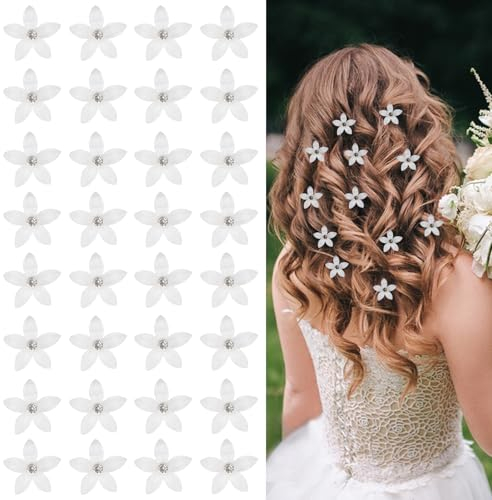 16 Pz Pinze per Capelli Donna Elegante, Fiori Bianchi Fermaglio per Capelli, Mollettone per Capelli Fiori, Clip Artigli per Capelli di Fiori Antiscivolo per Ragazze, Donne, Festa di Matrimonio