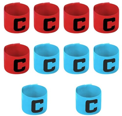 HENGBIRD 10 StüCk KapitäNsbinde, Airsoft Armbinden, Team Rot Blau Armbinde, Armbinde Sportarmband ArmbäNder für FußBall Eishockey Rugby Netball Tennis Basketball Armbinde(Rot Und Blau)