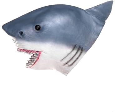 Hai Maske aus Latex - realistische Tiermaske als Verkleidung für Halloween, Karneval & Motto-Party