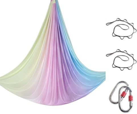 Generisch Aerial Yogatuch Vertikaltuch, Yoga-Hängematte, Aerial Silks-Schlinge, Aerial Yoga-Schaukel, Aerial Yoga-Ständer für akrobatischen, Yogatuch Zum Aufhängen(5M*2.8M)(Farbe B)