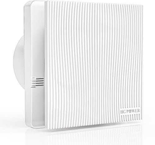 HG Power Ventilateur de Salle de Bain 100mm avec Capteur d'humidité Extracteur d'air Silencieux avec Fonction Minuterie IP45 Ventilateur d'extraction pour VMC Cuisine WC Garage Cave
