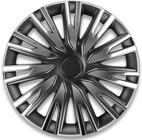 PETEX 14 Zoll Radzierblenden/Radkappen, 4 Stück, Auto, KFZ - Copra, ABS Kunststoff in schwarz/Chrom
