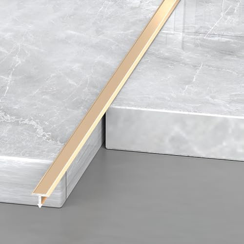 3 Stück, Abdeckleisten Für Fußböden, T-Form-Übergangsprofil, Aluminium-Bodenabdeckungsleisten Zum Verbinden Von Bodenlücken, Teppich, Schwellenabdeckung, Bodenfliesen, 0.9m(Gold,6.0mm/0.23in)