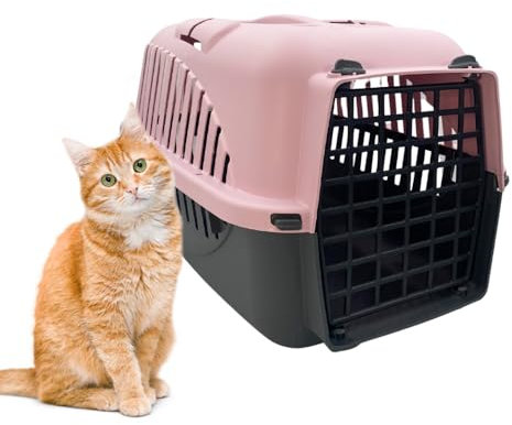Paluplus Trasportino per Gatti e Cani di Piccola Taglia, Misura 32x47x32 cm, Cuccia traspirante con Maniglia per il trasporto di animali domestici, adatta per cintura di sicurezza - 321F (Rosa)