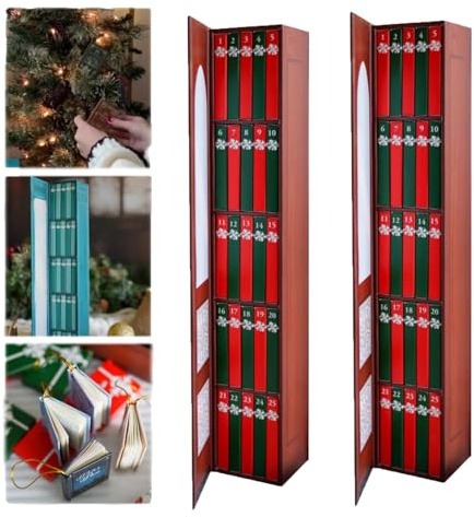Mini Book Ornament Advent Calendar 2024, 2024 Christmas Advent Calendar with 24 book gift, 2024 Book Lovers Gifts for Women Christmas Book Advent Calendar for Book Lovers (2A)