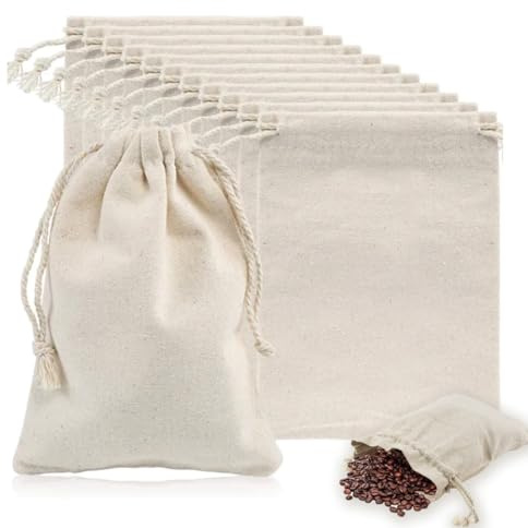 WUSJCOF 15 Stücke Baumwollbeutel Stoffbeutel Jutesäckchen Kordelzug wiederverwendbare Geschenktüten (13 x 18 cm)