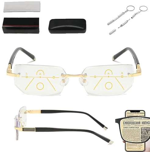Verstellbare Smart Focus Brille Gleitschtbrille für Herren Damen, Blaulicht Smart Focus Glasses Intelligente Zoom Brille Dual-Focus Dioptrien Verstellbar Mit Brillenetui und Brillentuchset (1Stu 100)