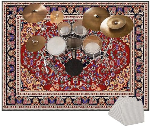 Tappeto per Batteria Tappetino per Batteria Drum Tappeto Insonorizzato per Batterie Elettroniche Rullante Acustica Snare Drum Strumenti Musicali Coperta Antiscivolo 160 x 140 cm Tappeti per Batteria