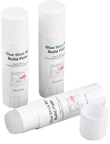 3D Printer Glue Stick, Perfect First Layer Adhesion,Reduce Warping on Heat Bed, PVP Solid Glue Stick for PLA/ABS/PETG/PC/PA/TPU Filaments and Various Build Plate, 35g (Pack of 3)