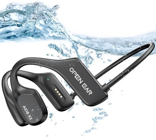 QYGCKJ Cuffie Conduzione Ossea, Cuffie Subacquee per Piscina IP68, Lettore MP3 Subacqueo per Nuoto, Bluetooth Open-Ear Auricolari Sport da 16 GB di Memoria Integrata per Surf, Nuoto, Corsa, Ciclismo
