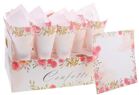 TOPBATHY Set Di Coni Per Bomboniere Di Nozze Con Supporto in Cartone E Vassoio Per Coni A Petalo