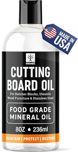 Mevell Huile minérale de qualité alimentaire fabriquée aux États-Unis, 236,8 g, pour blocs de boucher et comptoirs de cuisine, huile de planche à découper de qualité alimentaire, finition pour marbre