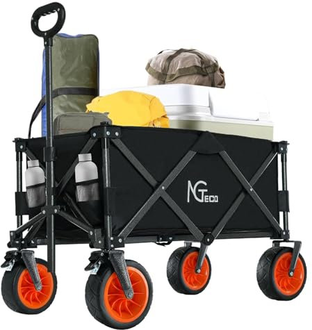 NGTeco 250L Festival Trolley on Wheels, Folding Wagon, Portable Camping Cart, Collapsible Foldable Trolly for Beach Outdoor Garden Picnic Shopping Fishing, Waterproof and Durable