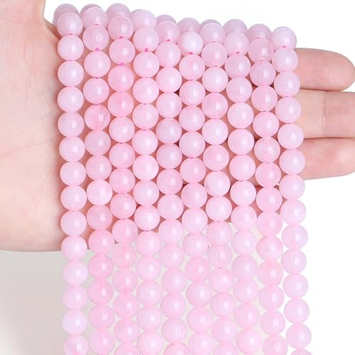 Sahoottie 100 Stück Rosenquarz Perlen 6mm Runde Naturstein Perlen mit Loch | Kristallperlen zum Auffädeln Lila Edelsteinperlen für Armbänder Selber Machen Ketten DIY Schmuckherstellung Basteln