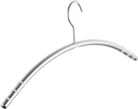 SOTECH Design Kleiderbügel Edelstahl SS201 mit Antirutsch-Ringen | (Haken 360 Grad drehbar, Rundrohr Ø 12 mm x 433 mm, gebürstet) Garderobenbügel für Kleiderschränke und Garderoben