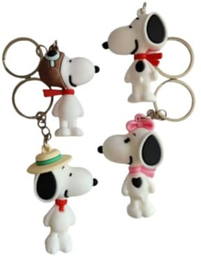 4 PCS Porte-Clés Dessin Animé,Pendentif Porte Clé Anime, Porte-clés en Vinyle 3D Porte-clés Belle pour les cadeaux d'anniversaire et de Noël