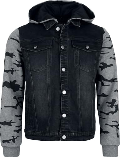 Rock Rebel by EMP Herren schwarz/graue Kapuzenjacke mit Knopfleiste