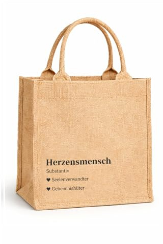 PIujsym Herzensmensch Geschenk Set mit Jutetasche 30x30x15 cm und Schlüsselanhänger, herzensmensch geschenk für beste Freundin, beste freundin geschenke zum Geburtstag Weihnachten Dankeschön