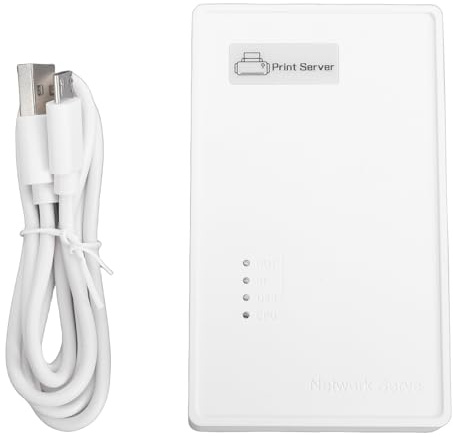 Hyuduo Drahtloser Druckserver, USB-zu-WLAN-Druckeradapter mit 2,4-GHz-WLAN und Ethernet-Anschluss, Kompatibel mit OS X Linux, für die Gemeinsame Nutzung von Büro-Heimnetzwerkdruckern
