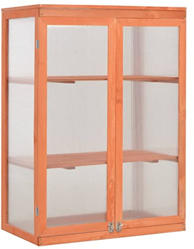 Serre en Bois, Serre de Jardin avec 2 Portes Bois 75x47x109 cm