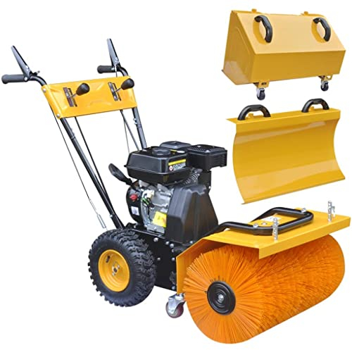 vidaXL Schneefräse und Kehrmaschine Kombigerät Set Schneepflug Schneeräumer Schneeschild Benzin 4 Takt Luftgekühlt 3,8 kW 6,5 PS