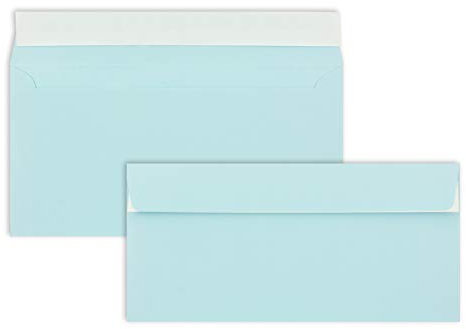 75 Brief-Umschläge DIN Lang - Hellblau - 110 g/m² - 11 x 22 cm - sehr formstabil - Haftklebung - Qualitätsmarke: FarbenFroh by GUSTAV NEUSER