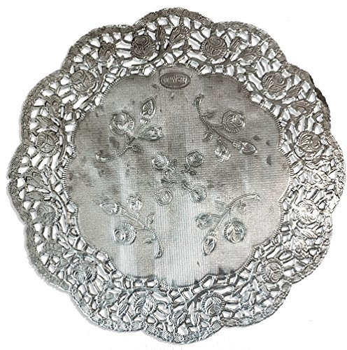 Kunze Tortenspitze, Spitzenpapier rund, geprägt, 100 Stück (Silber, Ø 21,5 cm)