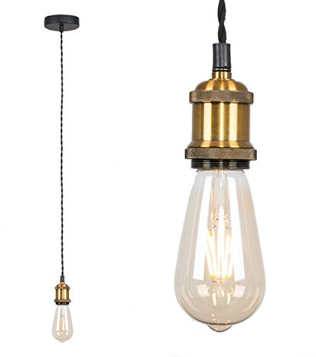 MiniSun | Industrial Steampunk Antique Brass Single Suspended Ceiling Pendant Light Fitting | Pendant Lights, Home Décor & Improvement Essential