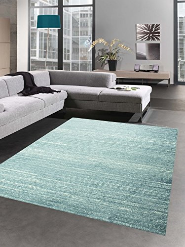 CARPETIA Moderner Teppich Wohnzimmerteppich Kurzflor Uni blau meliert Größe 120x170 cm