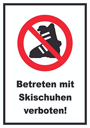 HB-Druck Betreten mit Skischuhen verboten! Schild A6 (105x148mm)