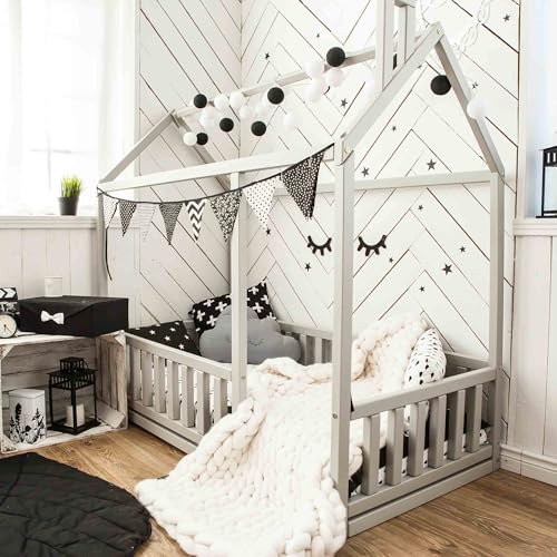 Sweet Home Cama de Montessori para 160x80cm Gris, gris