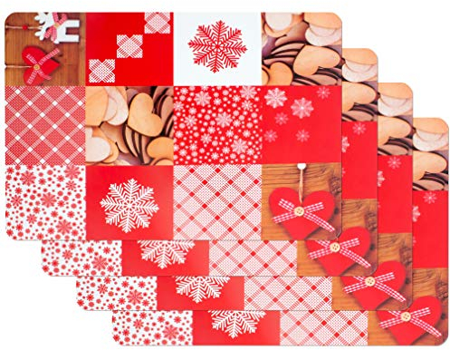 Vénilia Tischset Red Mountain, Platzset für Esszimmer, Esstischmatten, Telleruntersetzer, Platzdeckchen, abwischbar, lebensmittelecht, 45 x 30 cm, 4 Stück