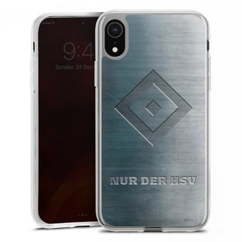 Silikon Hülle kompatibel mit Apple iPhone Xr Case transparent Handyhülle HSV Hamburger SV Metallic Look