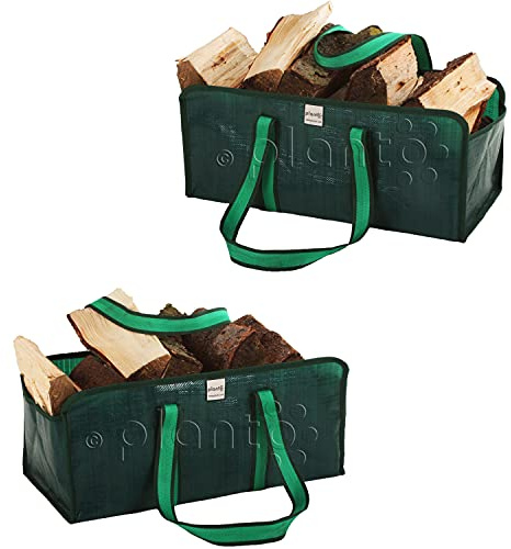 planto Kaminholztasche Selbststehende Tasche für Brennholz, Brennholztasche, Einkaufstasche, reißfestes Starkes Material (2 Stück)