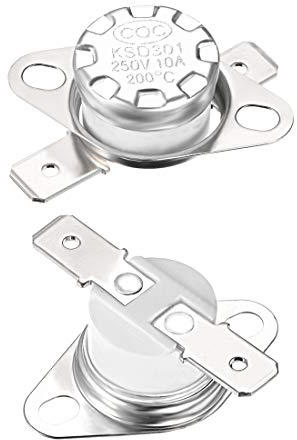 sourcing map KSD301 Thermostat 200°C/392°F 10A Normal Closed N.C Adjust Snap Disc Temperature Switch for Microwave,Oven,Coffee Maker 2pcs,Ceramic Material