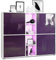 Vladon Highboard Cuba V3, Made in Germany, Weiß matt/Brombeer Hochglanz inkl. LED - Moderne Anrichte mit 12 Fächern (130,5 x 105,5 x 35,5 cm)