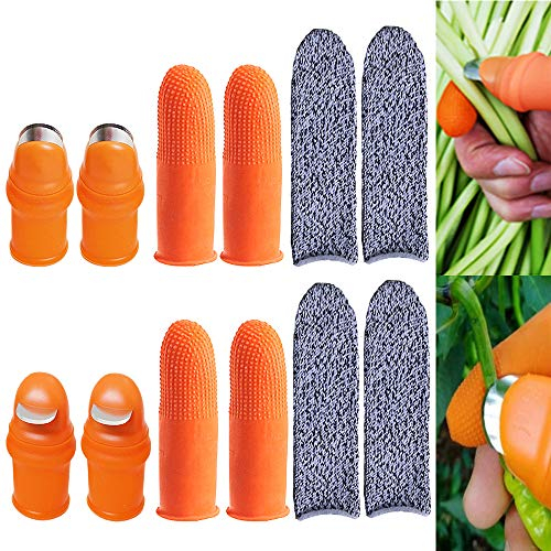 Lot de 12 couteaux à pouce en silicone et protège-doigts anti-coupure - Couteau de cueillette de fruits, de plantes, de jardinage - couper les plantes, les fruits, les légumes