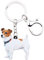 NEWEI Acrylique Cute Terrier Jack Russell Chien Porte-clés Anneaux Bijoux Animaux De Compagnie Pour Femme Filles Sac Voiture Charmes (Blanc)