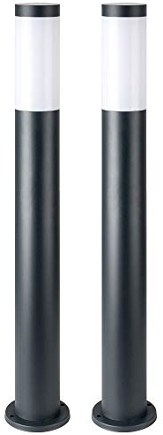 etc-shop Stehleuchten Außen Edelstahl | Standleuchte, Sockelleuchte, Standlampe, Wegleuchte | Anthrazit | Höhe 80 cm | 2er Set