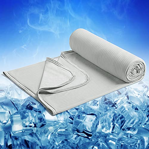 Coperta Letto Matrimoniale Estiva Fresca 150*200cm,Marchpower Arc-Chill Coperta Estiva in Fibra di Raffreddamento Giapponese Q-MAX>0,4 Traspirante Morbido, Anti Statico, 2 Lati Allevia Sudore-Grigio