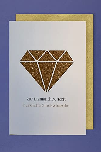 Diamant Hochzeit 60 Edel Gold Luxus Karte Grußkarte Glückwünsche 17x11cm