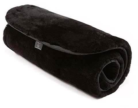 Werner Christ Lammfell Hundedecke Hundeteppich/Hundematte aus echtem Schaffell, der ideale Schlafplatz für Ihren Hund, Größe 50 x 80 cm in schwarz