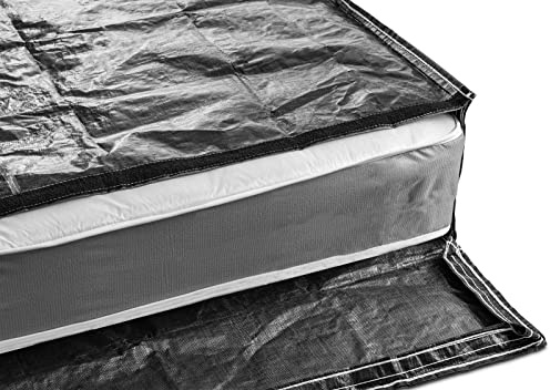 Protective Mattress Bags with Handles. Mattress Cover for Moving and Storage - Reusable + Extra Heavy Duty (Single Size (Black)